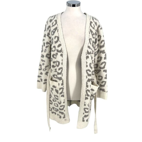 Comfyluxe Leopard Print Luxury Soft Robe Cream Ivory Gray One Size NWT - Picture 2 of 11